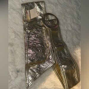 Metallic Wide Studded Waist Belt with Round Buckle Bundle XS/S
